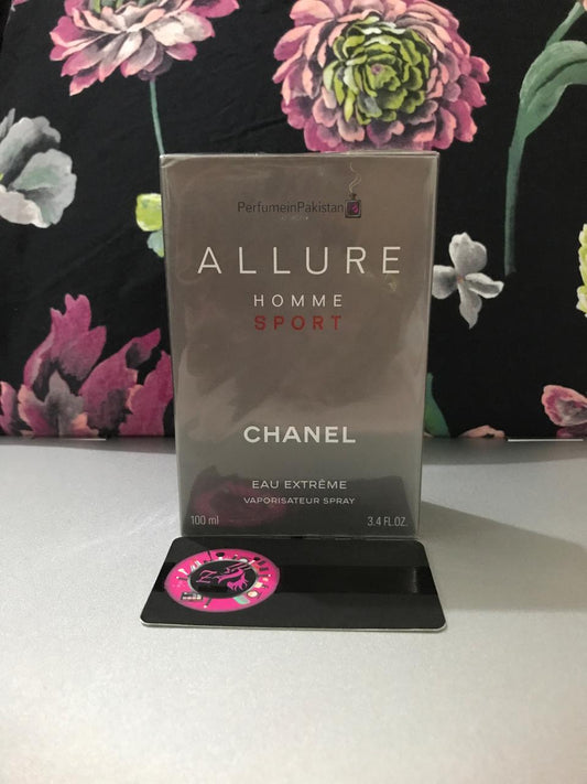 Chanel Allure Homme Sport Eau Extrême Eau de Parfum 100ml perfume bottle and packaging.